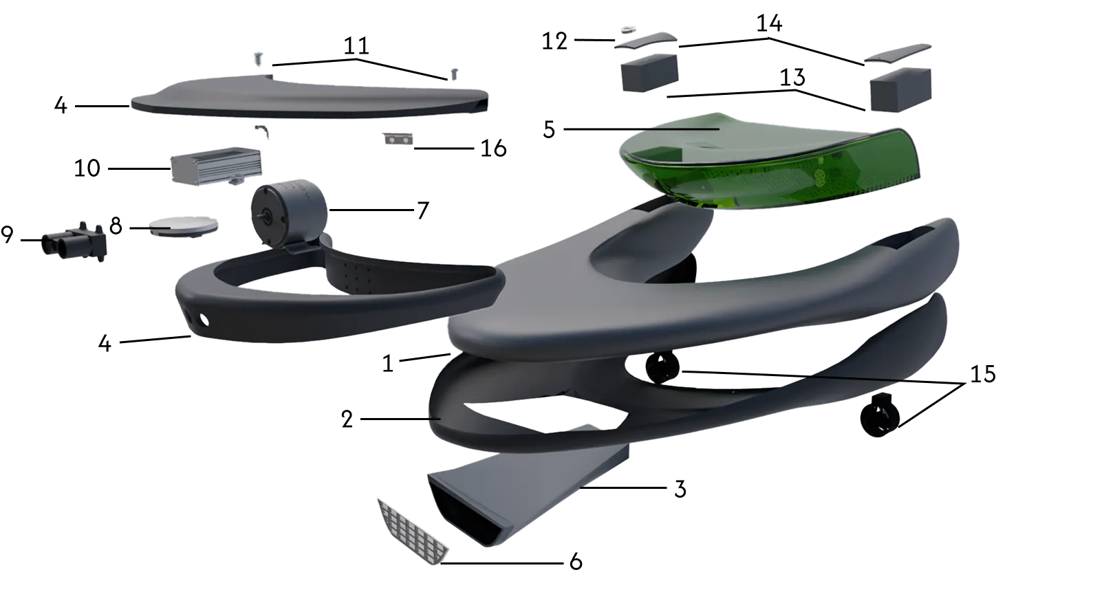 Exploded view with numbered parts