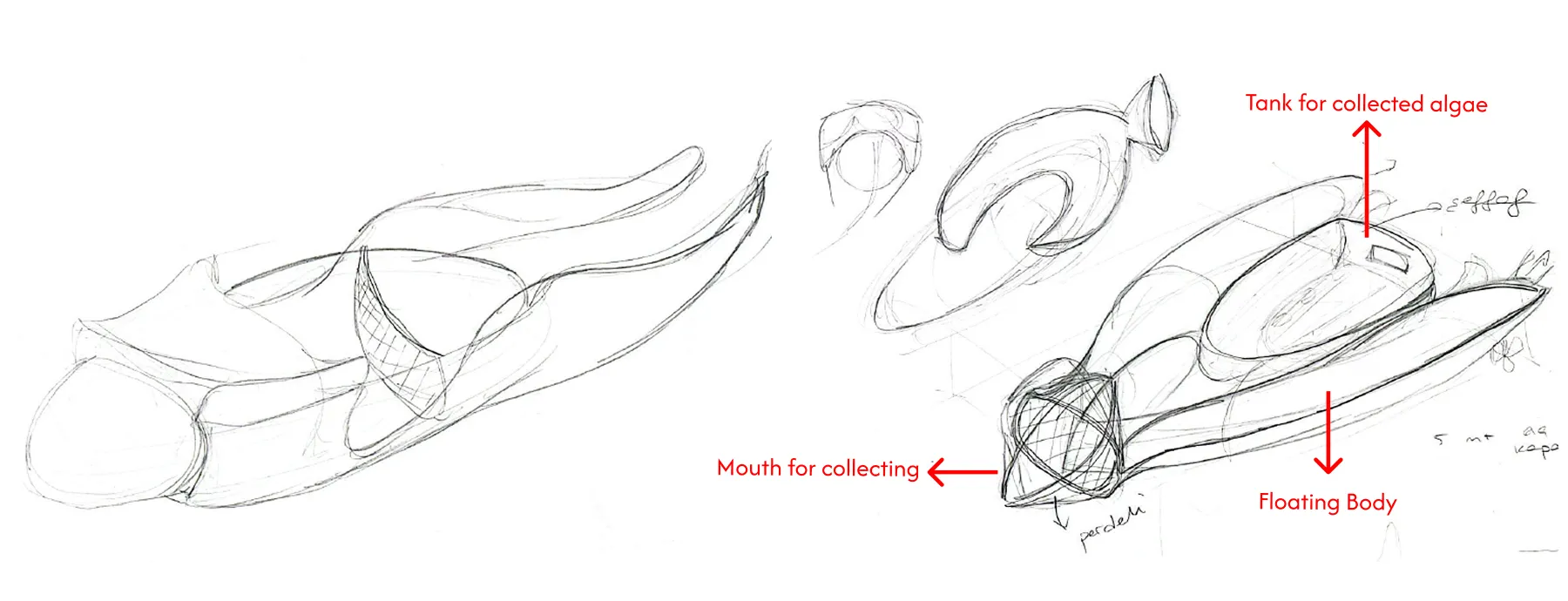 Sketch with floating body and collecting mouth