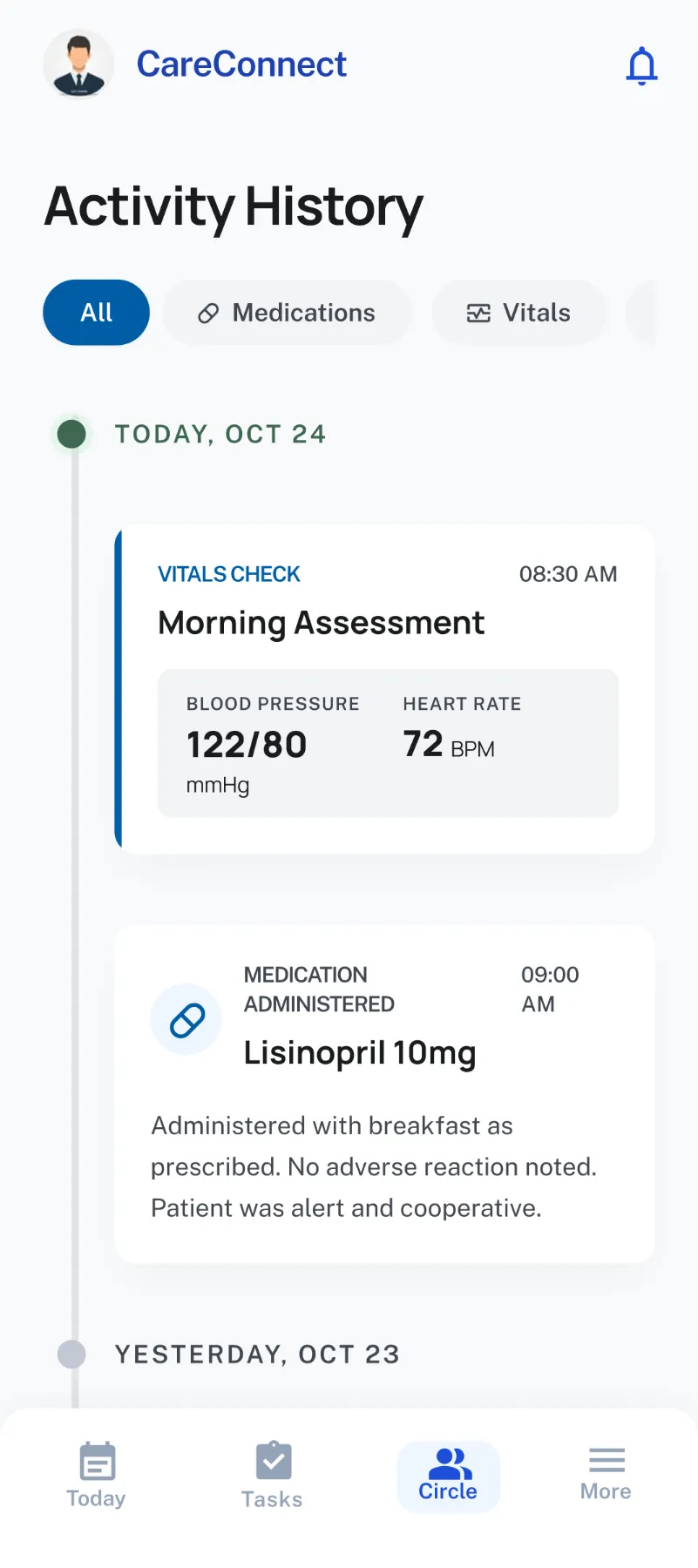 Caregiver app before screen 3
