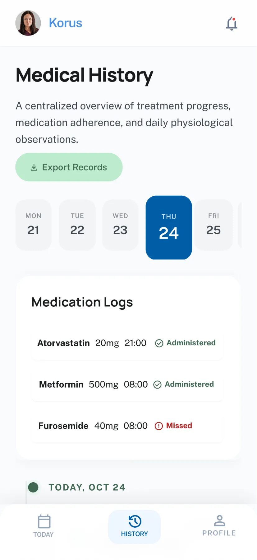 Patient app after screen 2