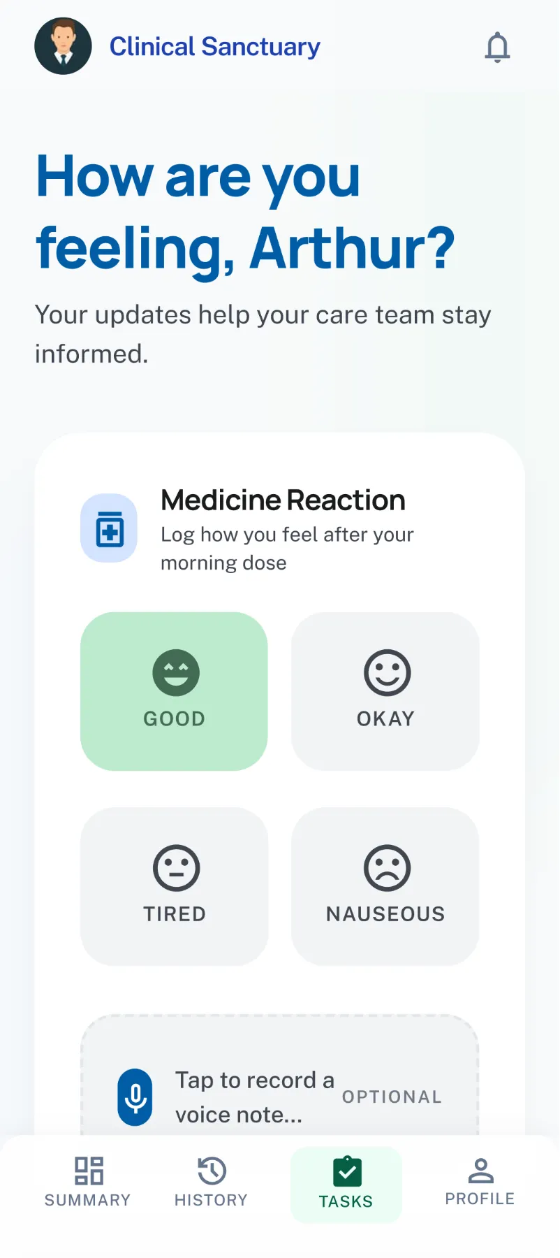 Patient app before screen 1