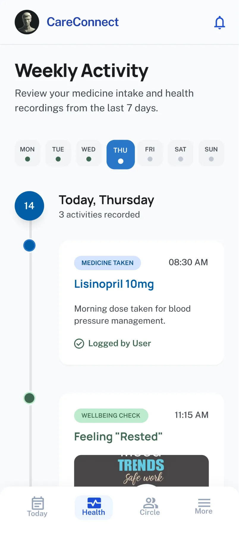 Patient app before screen 3