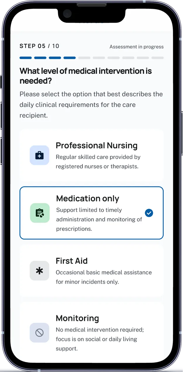 Quiz — level of medical intervention