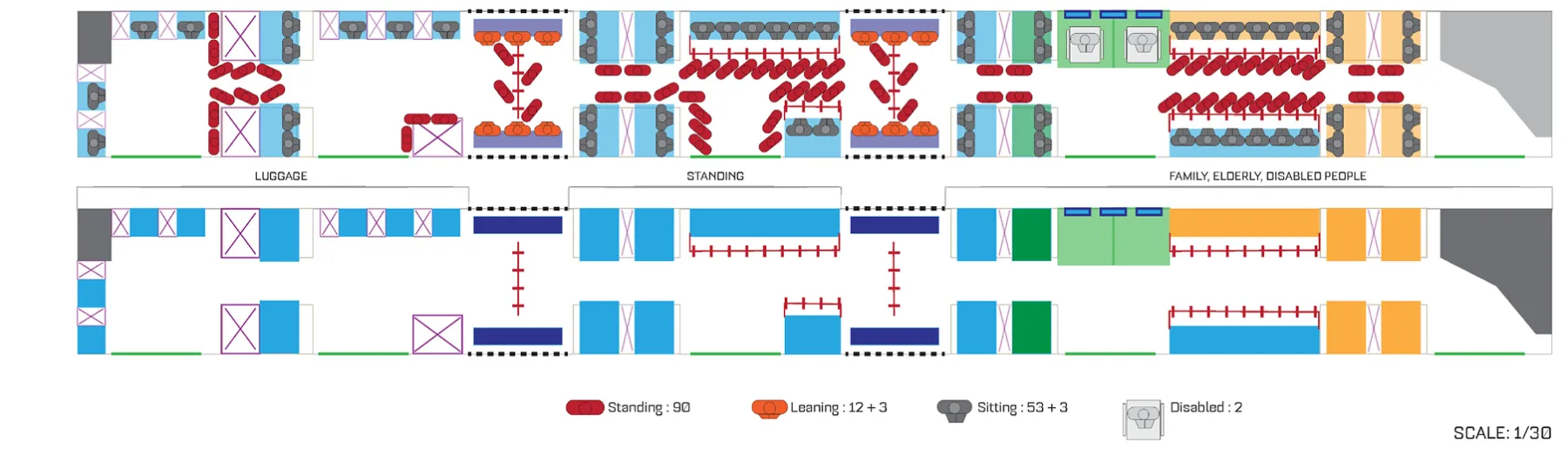 Interior layout plan, scale 1:30