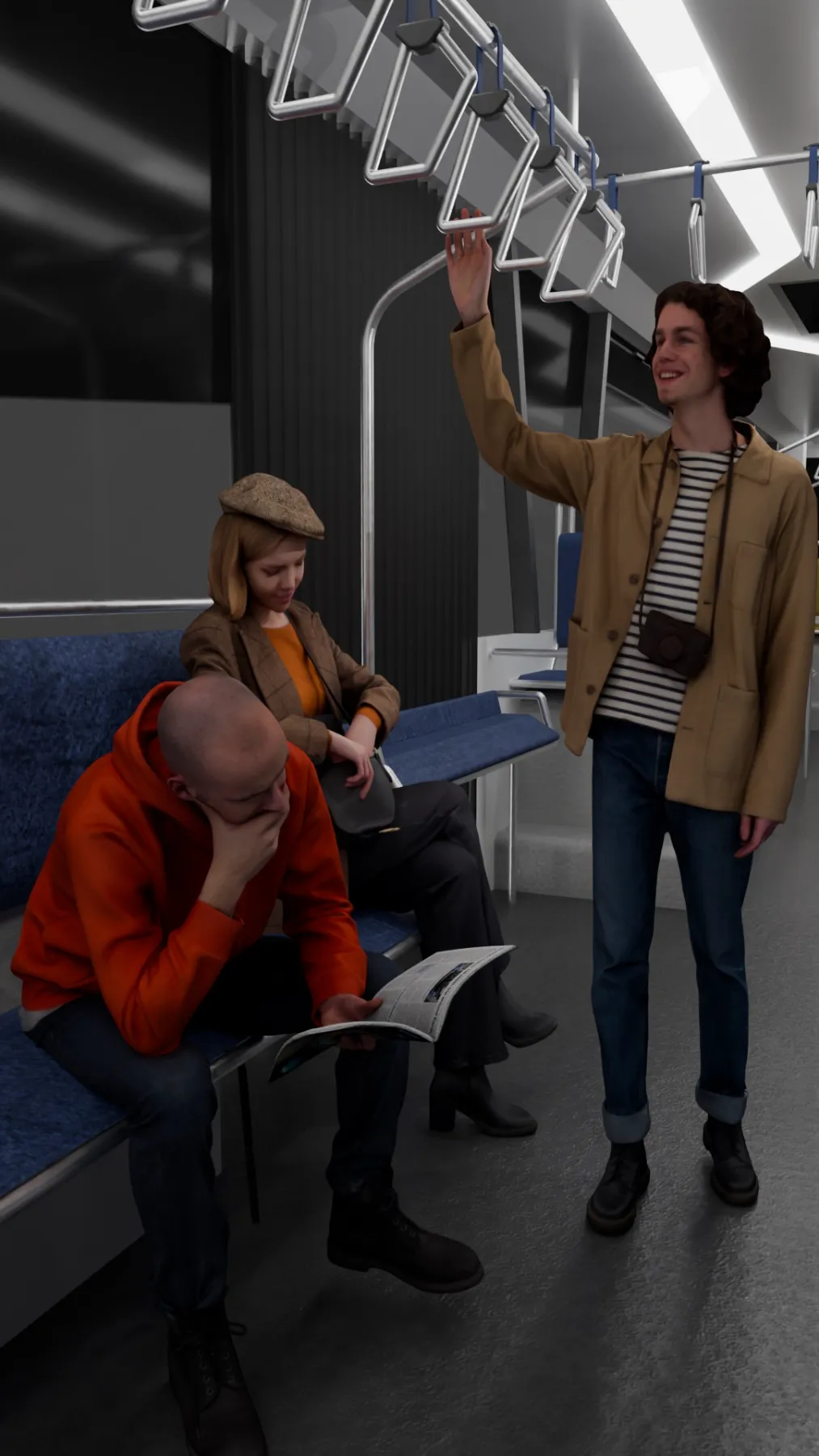 Passengers using the new handle