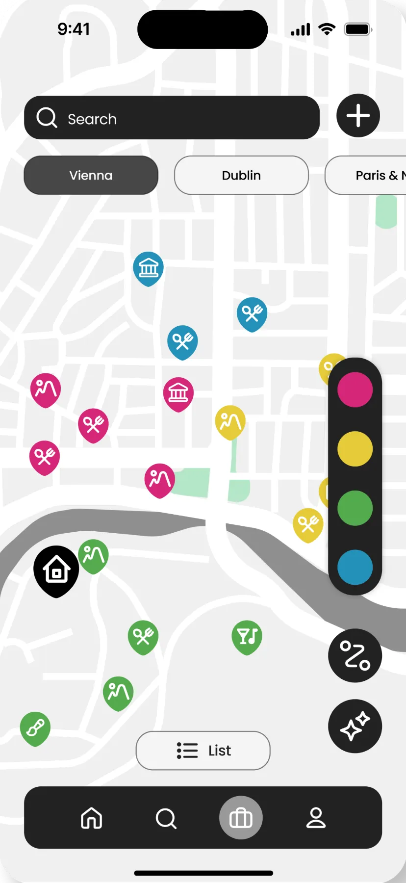 AI groups nearby places