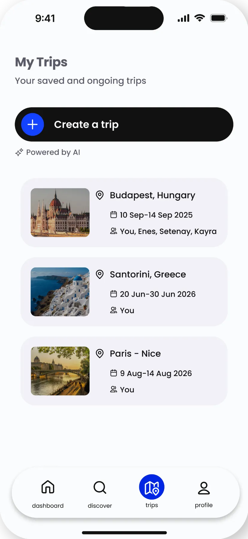 Select which trip to plan here.