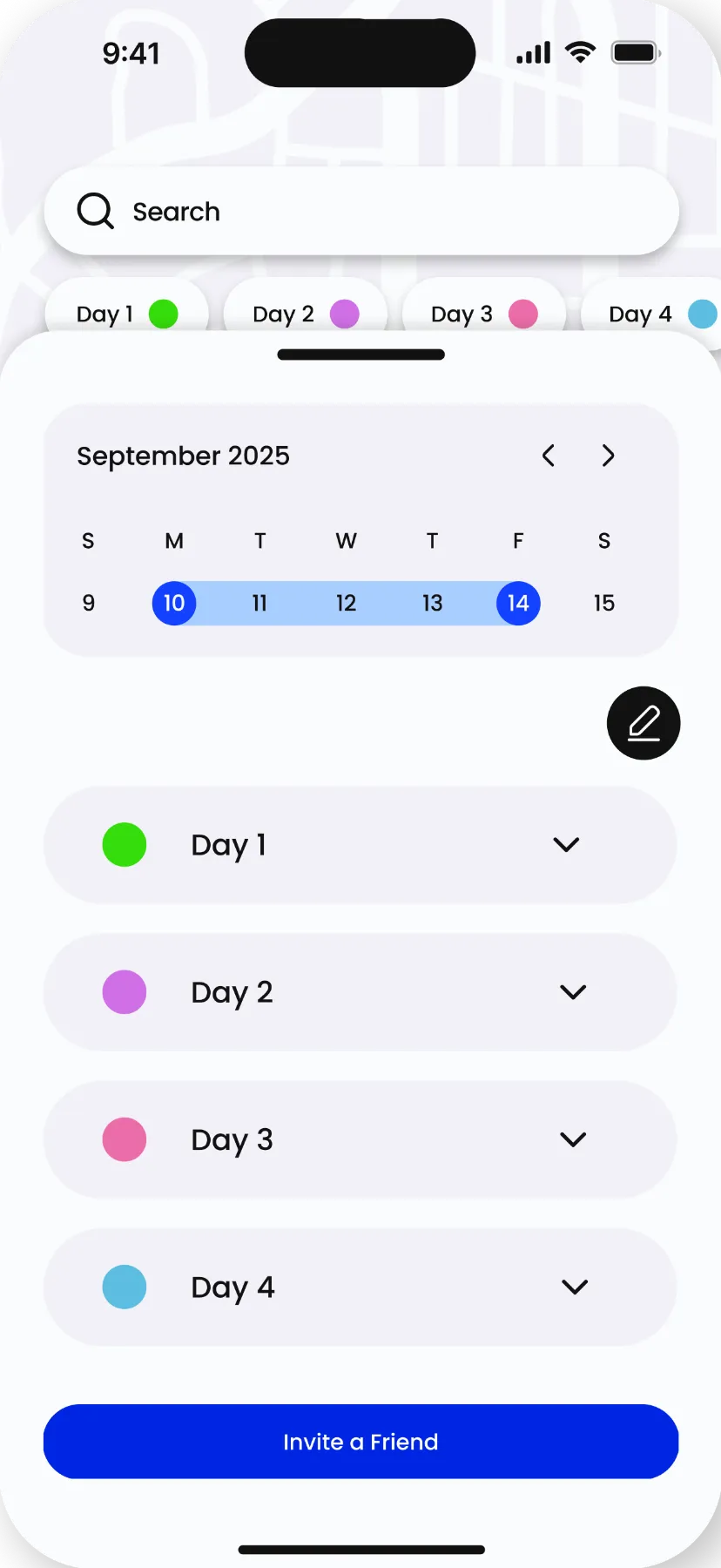 Color coded days to help you plan.
