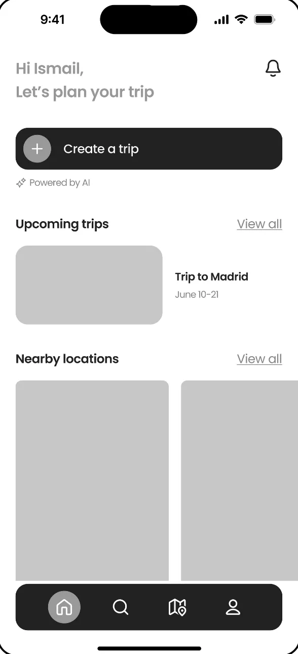 After: Bigger “Create a trip” button